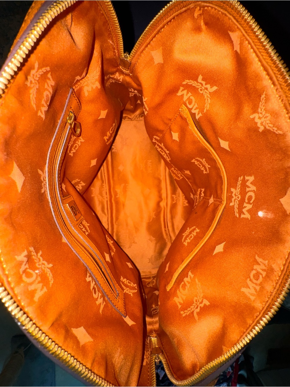 MCM Cognac Logo Visetos Satchel in Brown - Picture 7 of 10
